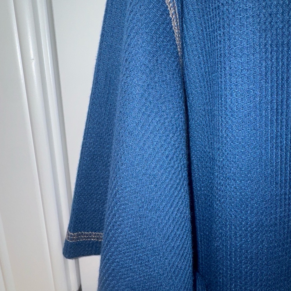 Men's Blue and Tan Henley Shirt - Picture 5 of 7